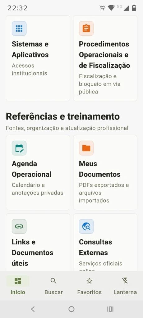 Tela de Sistemas e Aplicativos e Procedimentos Operacionais do Fiscaliza com diretrizes de fiscalização e bloqueio em via pública.